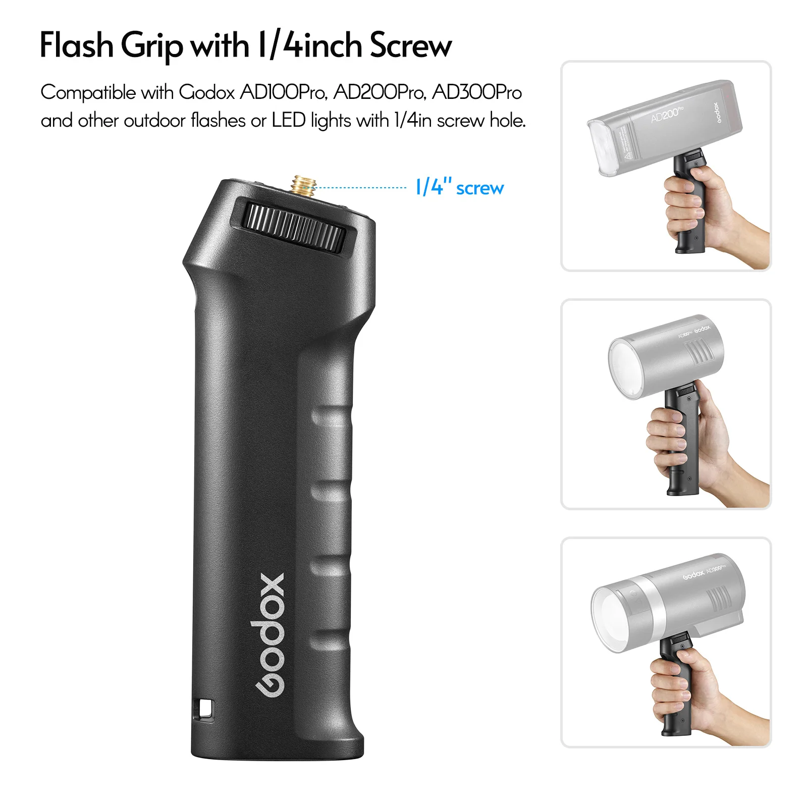 Uchwyt stabilizujący Godox AD200Pro Flash Grip FG-100 z gwintem 1/4 cala do Godox AD100Pro AD200 AD200Pro AD300PRO — zdjęcie produktu 5