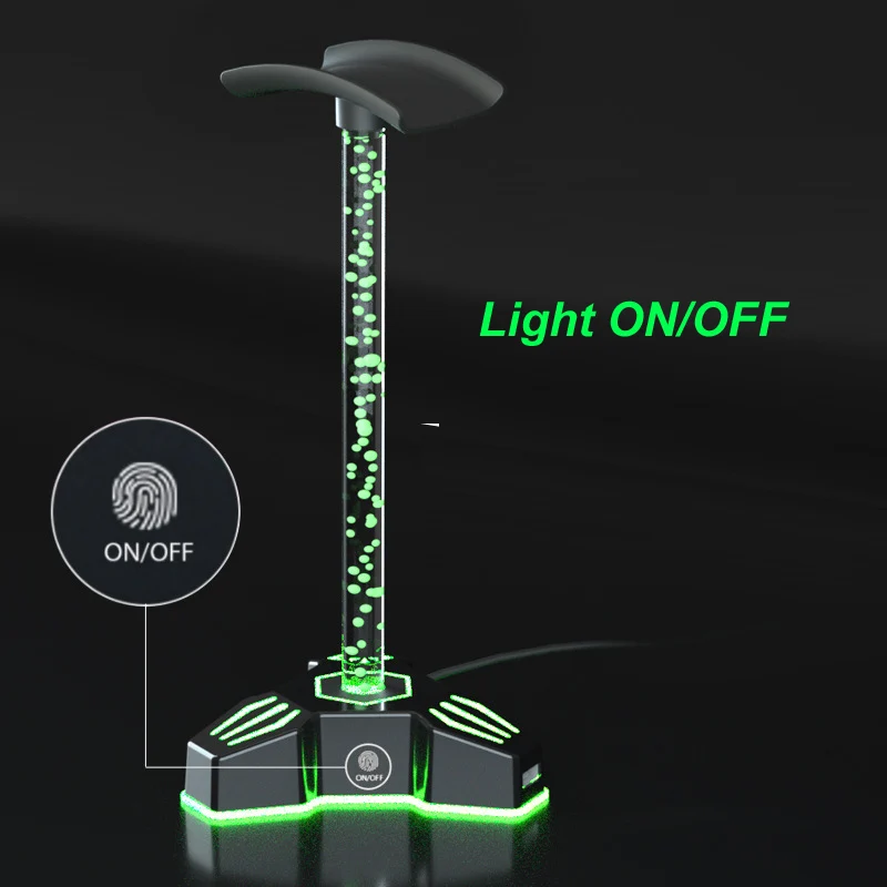 RGB LED Licht Bluetooth Kopfhörer ständer Kopfhörer halter Rack Headset Kleiderbügel mit 2 Anschlüssen USB 2,0 Hub 7,1 ch 3,5mm Aux Audio Port