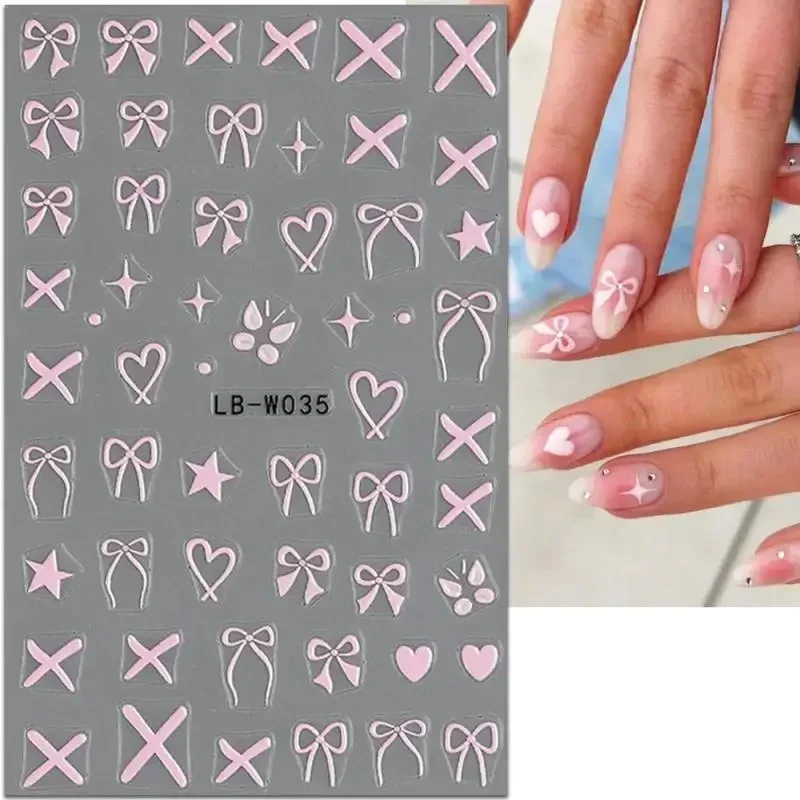 Lasting Miniature Carving French Bow No Deformation Nail Art Stickers