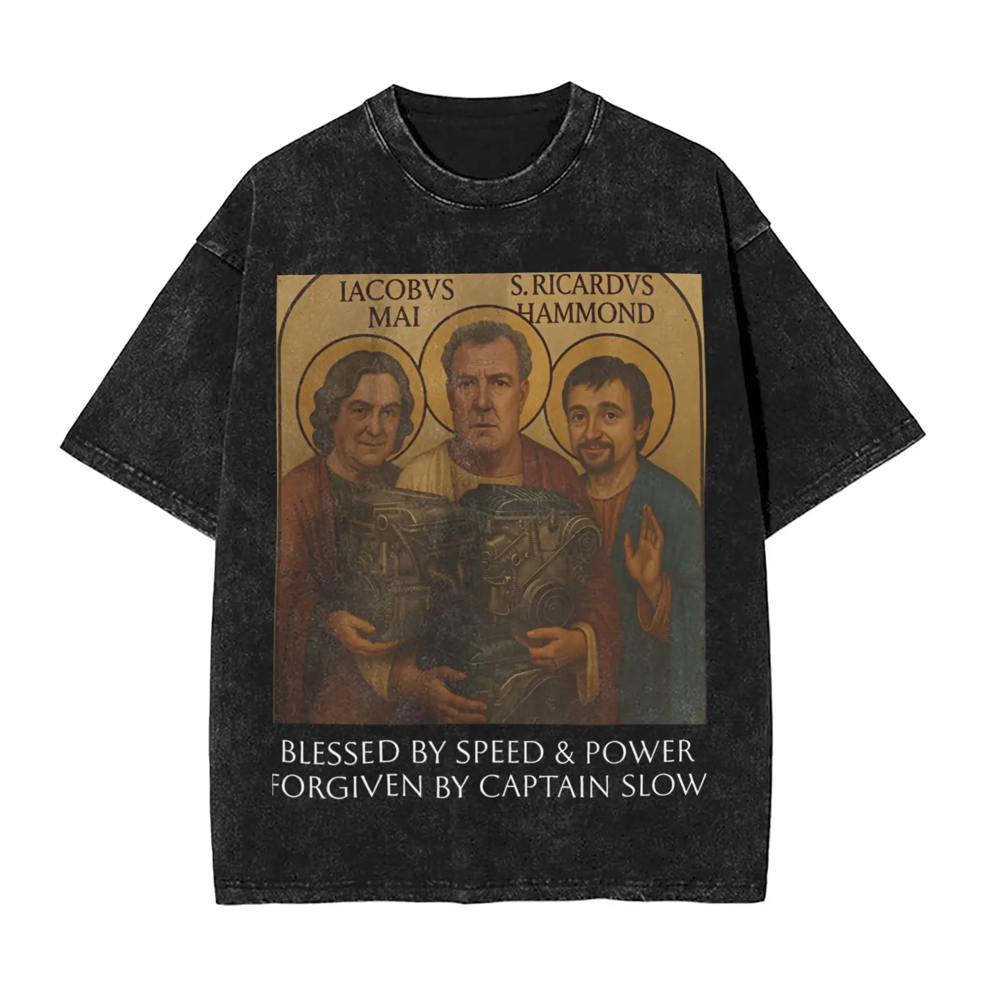 

Джереми Кларксона защитит нас от электродвигателей, мытые футболки, уличная одежда, футболки Hammond May, футболка, хлопковая футболка с рисунком