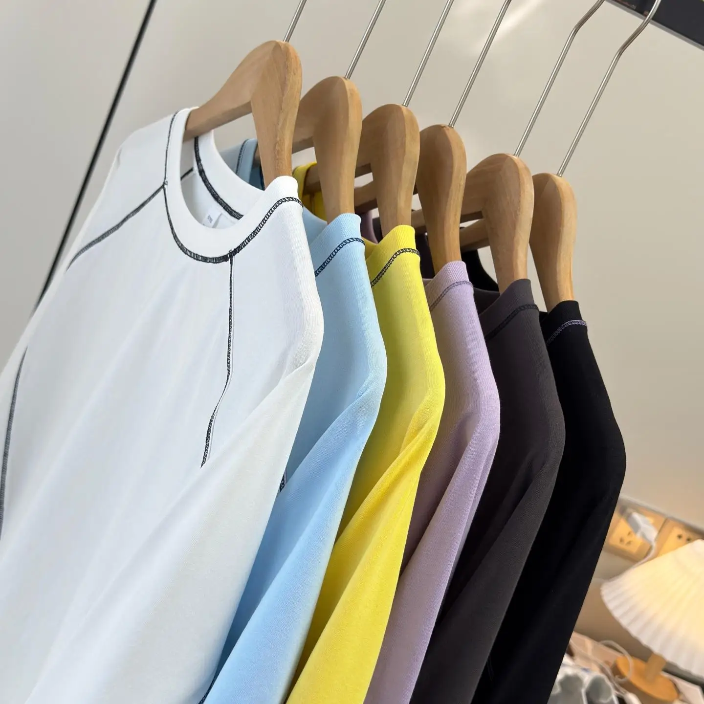 Loose Fit Sporty Long Sleeve T-Shirt round Neck Shoulder Sleeve Insertion Slimming Effect Outdoor Active Color Block Base Top