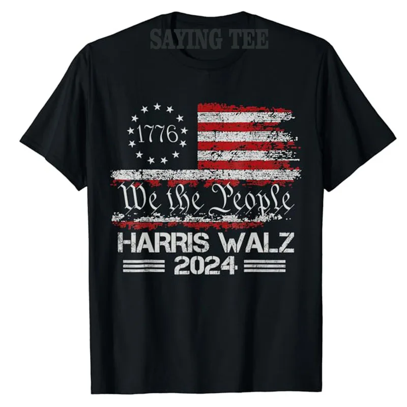 

Harris Waltz 2024 Election Campaign Tee Kamala Harris Tim Waltz 2024 T-Shirt Fashion We The People Us Flag Print Graphic Outfit