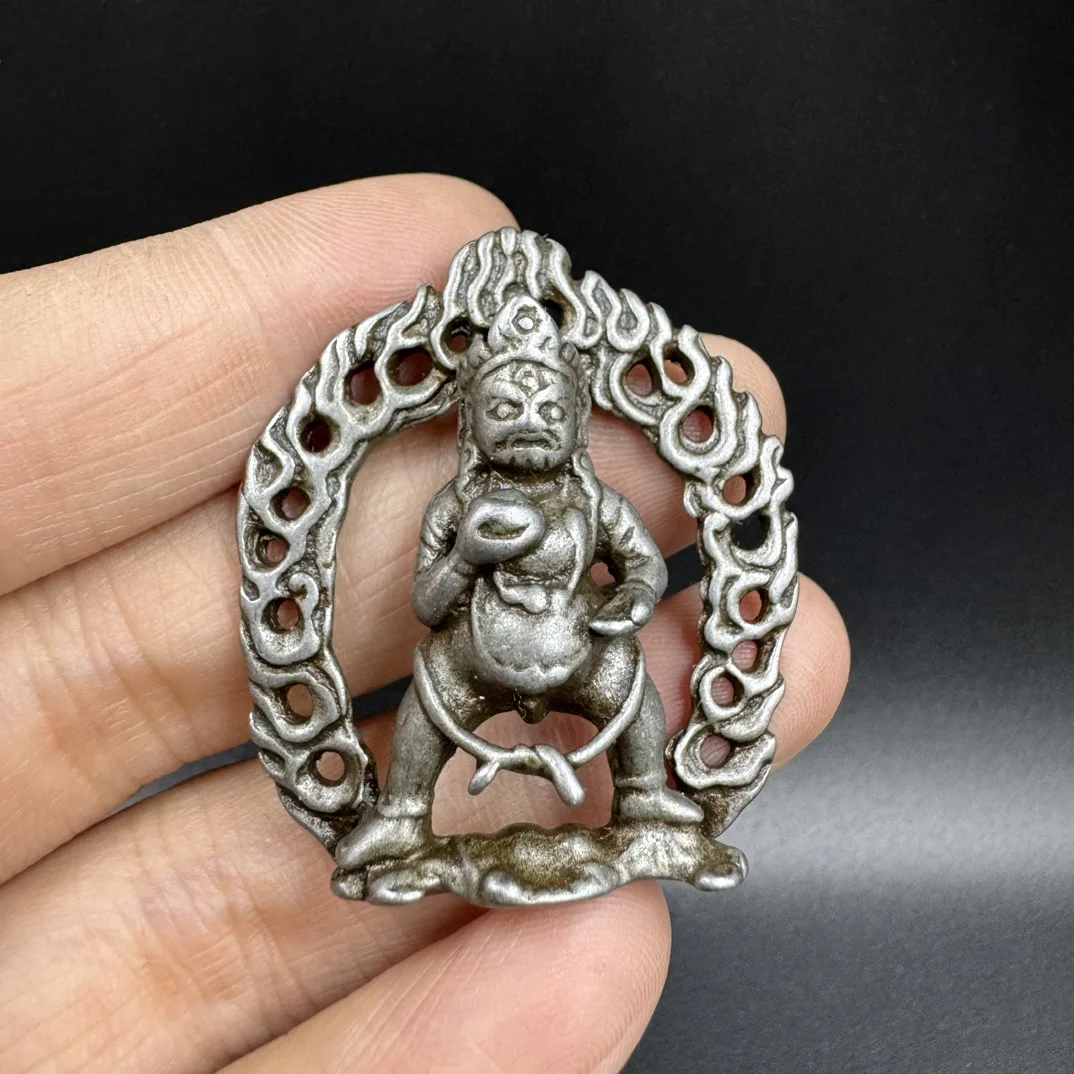 Vintage Tibetan Tiantie Tantric Protection Yellow God of wealth Big Black Sky pendant amulet decoration in China