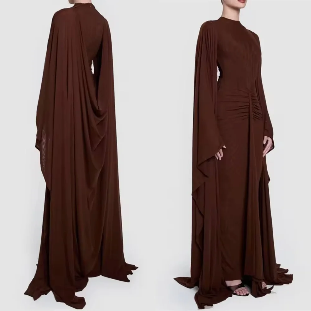 

Модные шифоновые вечерние платья по индивидуальному заказу, высокое качество, с круглым вырезом и длинными рукавами, платья для выпускного вечера, элегантные платья для особых случаев