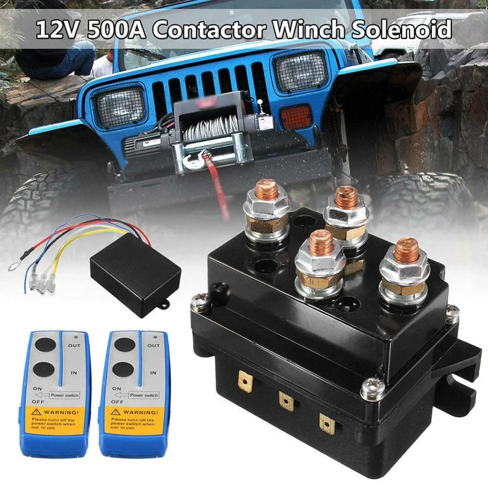 Universal 12V 24V 400A/500A Contactor Winch Control Solenoid Relay Electric Wireless Remote Control System Box Wire Control