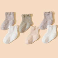 3Pair/lot New solid color thin mesh baby socks