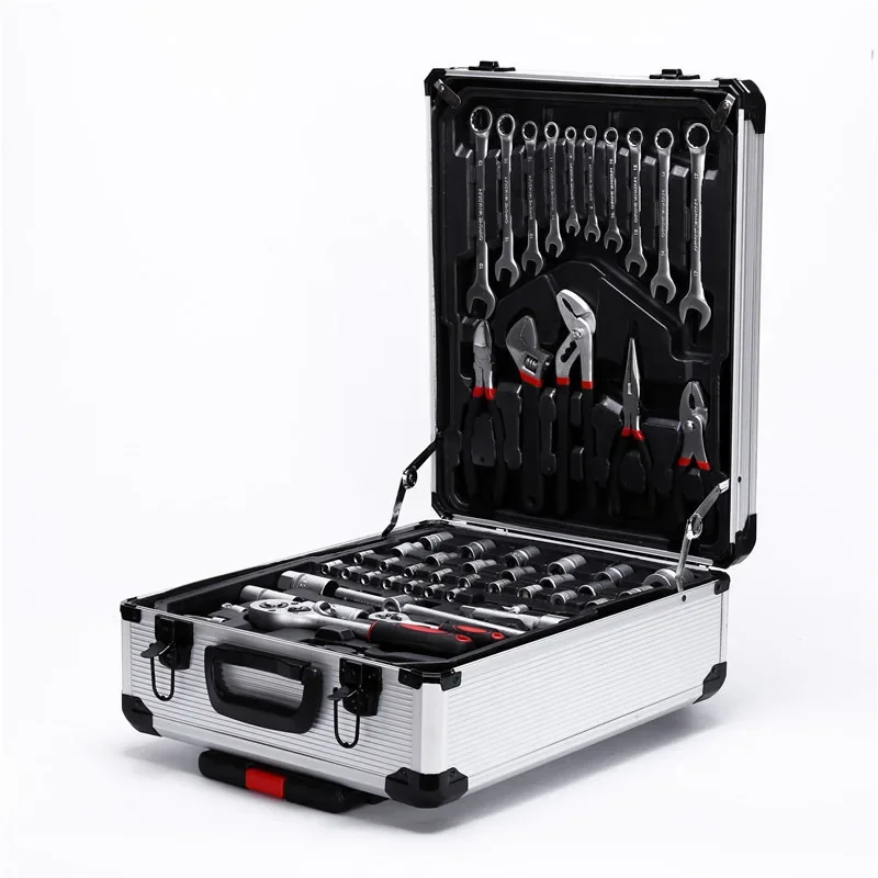 187pcs Multi-functional Aluminum Tool Kit Suitcase Socket Set Tool Looking for Tools Boxes Car Repairs