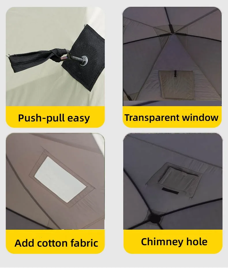 Outdoor Hiking Insulated Octagon Ice Shelter Fishing Dome Tent Spherical Winter Camping Multi-person Warm Pop-up Hot Sauna Tent