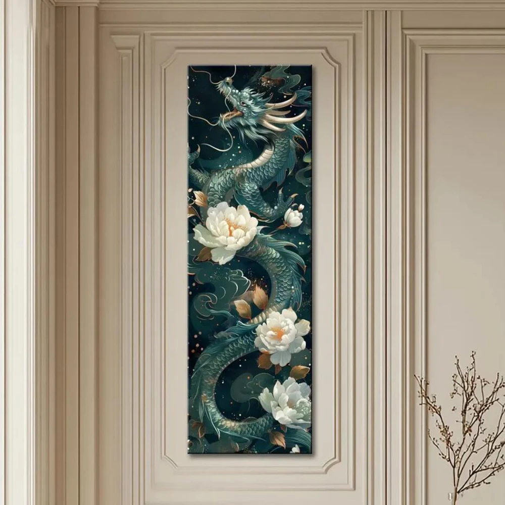 الماس الفن الأنيق الأزهار التنين الآسيوية الأسطورية جدار الفن 5D الماس اللوحة كبيرة الحجم جديد كامل التطريز عبر الابره مجموعات