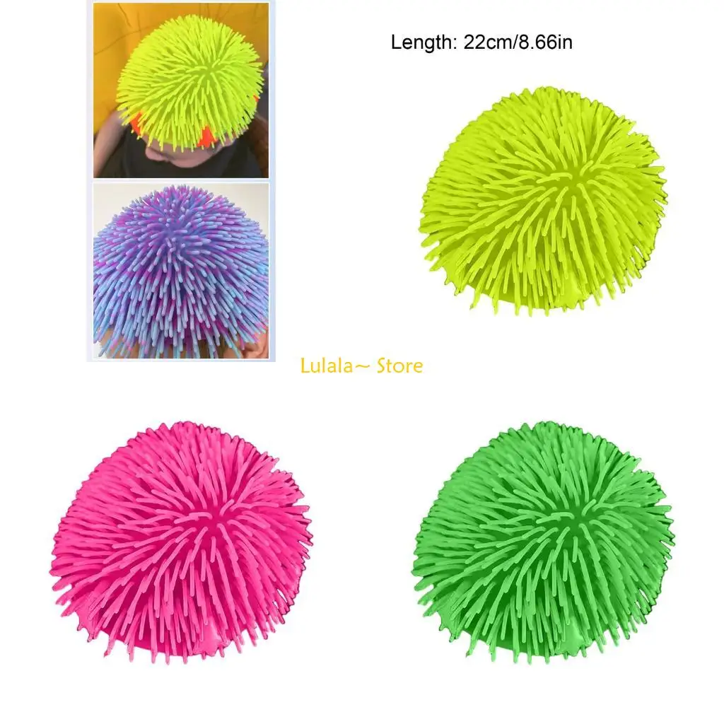Y4QA قبعة كرة وخز مطاطية ناعمة، حجم قبعة شعر مضحكة، لعبة مرنة للفك نفس الأنماط المضحكة، هدية العيد، حفلة العطلة