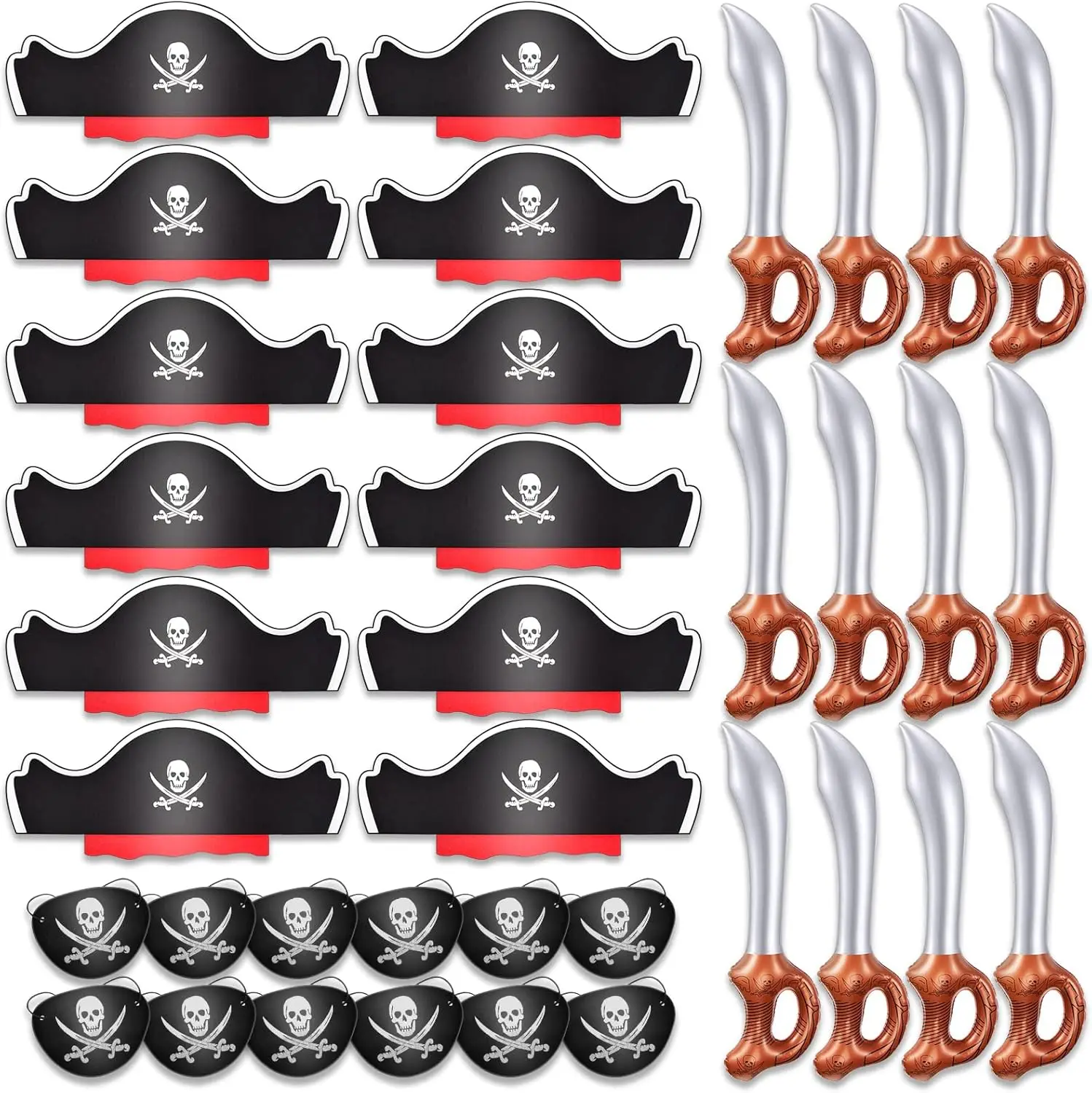Parche ocular de pirata con calavera de capitán de un solo ojo, cuchillo de pirata, espadas, disfraz clásico del Caribe, gorra, Cosplay, suministros para fiestas temáticas de Rover marino