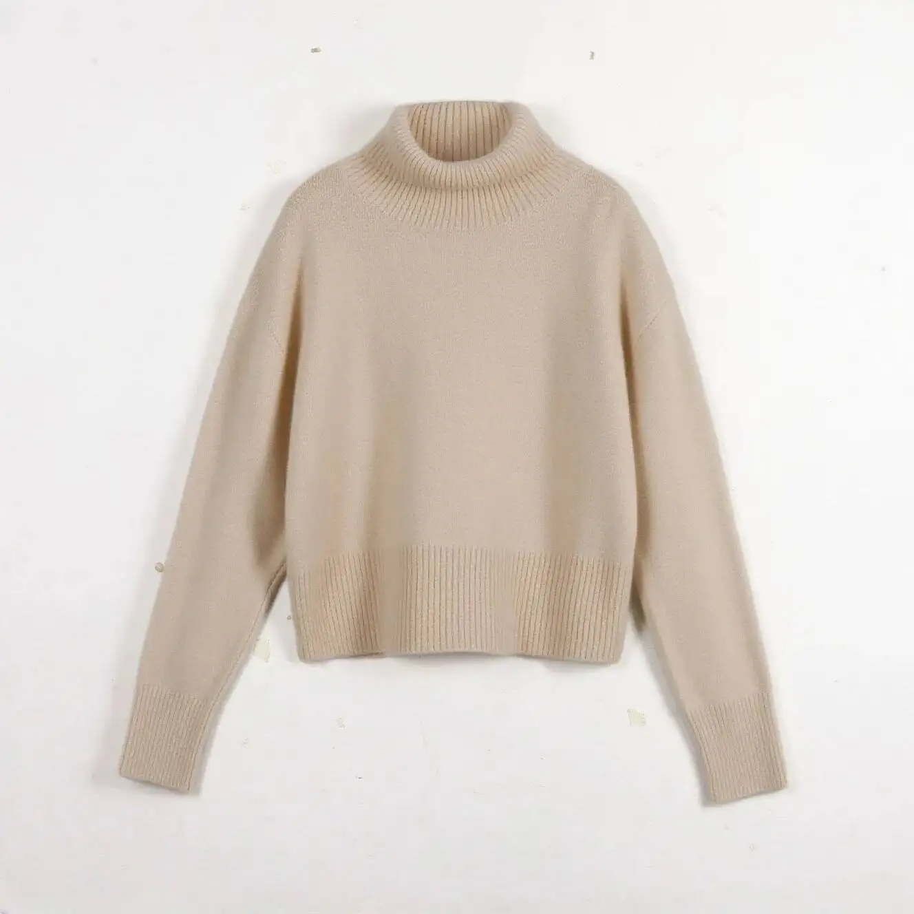 

Women's Knitting Sweater 2025 Autumn Winter New High Neck Knitted Sweater Short Casual Pullover Top