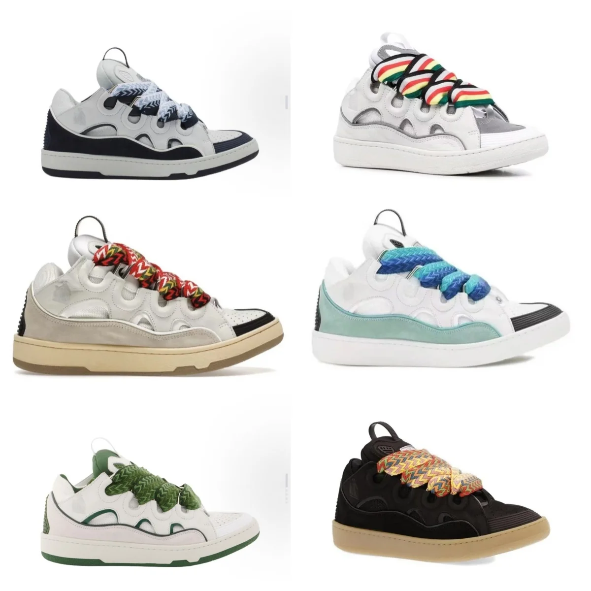 Nouvelles baskets à lacets LANVIN SPORT, plateforme, semelle épaisse, bout rond, couleurs mélangées,
