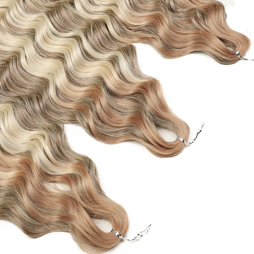 الحرية الاصطناعية مجعد تجديل وصلات شعر 24 بوصة/60 سنتيمتر طويلة عميق متموج تويست الكروشيه الضفائر الشعر أومبير براون قوس قزح الشعر