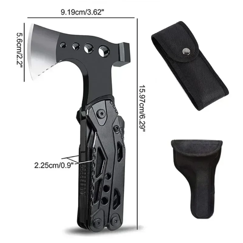 Pinza per ascia multifunzionale per ascia di sopravvivenza MultiTool Martello per ascia da campeggio Strumento di fuga esterna Pinza pieghevole