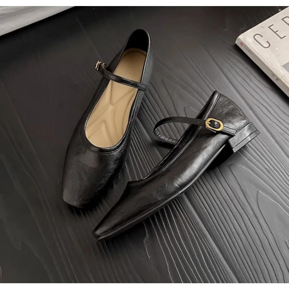 

Designer Women's Fashion Low Heel Shoes Ladies Elegant Party Dress Slides Single Shoes Mary Jane Leather Shoes