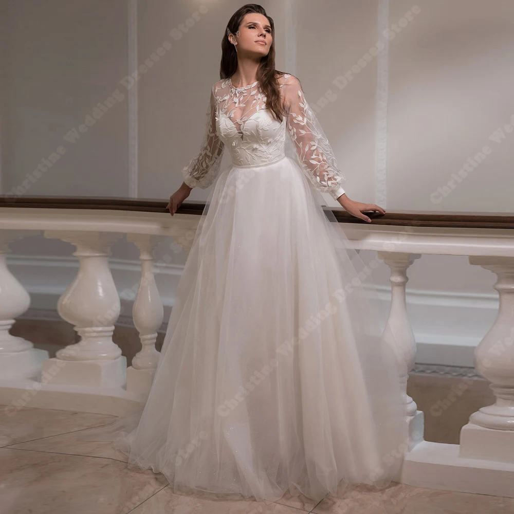 Vestidos de casamento de superfície brilhante para mulheres, vestidos de noiva simples, Dreamy Sheer, textura bonita e elegante, robe mais novo