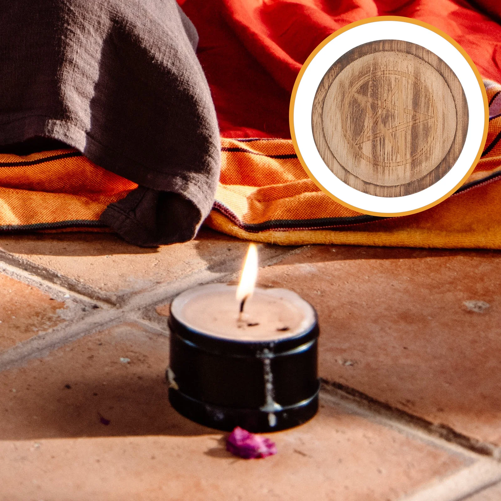 

Rustic Pentacle Wood Holder Tea Light Multi-Functional Table Display Decorative Stand for Weddings Parties