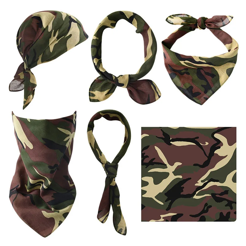 Camouflage Headband Cotton Bandanas Square Scarf Head Man Women Cycling Sun Protection Sports Breathable Printed Mask Headscarf