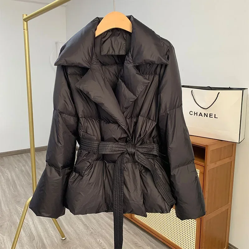 2023 New Female Clothing Ladies Winter Solid Color Down Jacket Women Fashion Loose Coat Women Lapel Warm Casual Chic Parka Coat