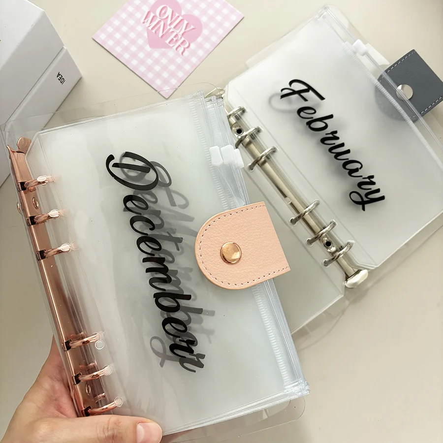 A6 Loose Leaf Monthly Zipper Bag Cash Budget Envelope Binder Ticket Receipt Storage Bag Wealth Management Gift Set 1 cover + 12