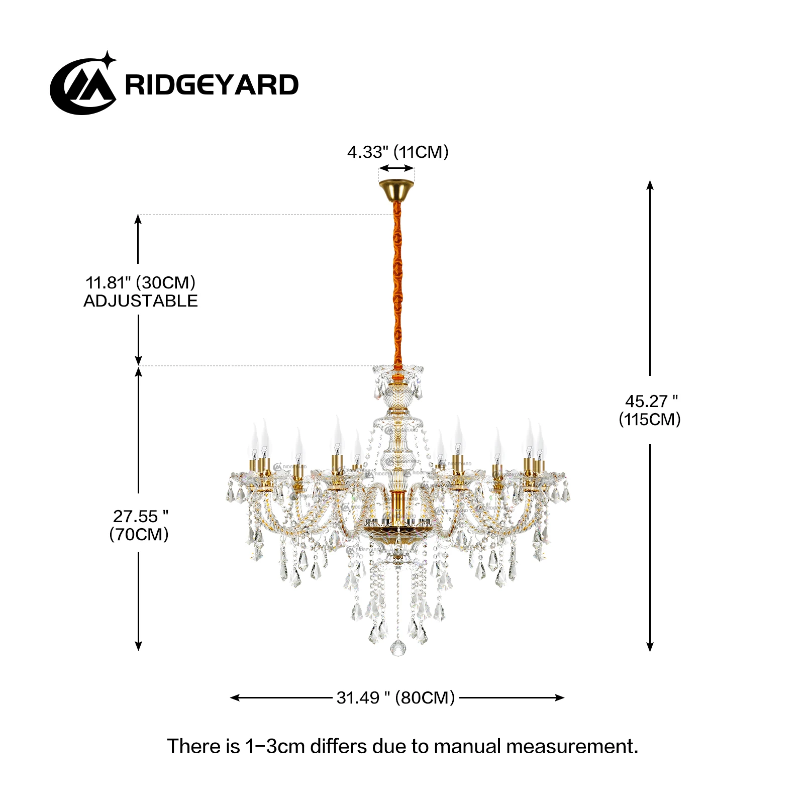 Imagem -05 - Elegant Glass Crystal Chandelier Teto Pingente Iluminação Decor Golden Pendurado Lâmpada Sala Quarto e Lobby 10-light