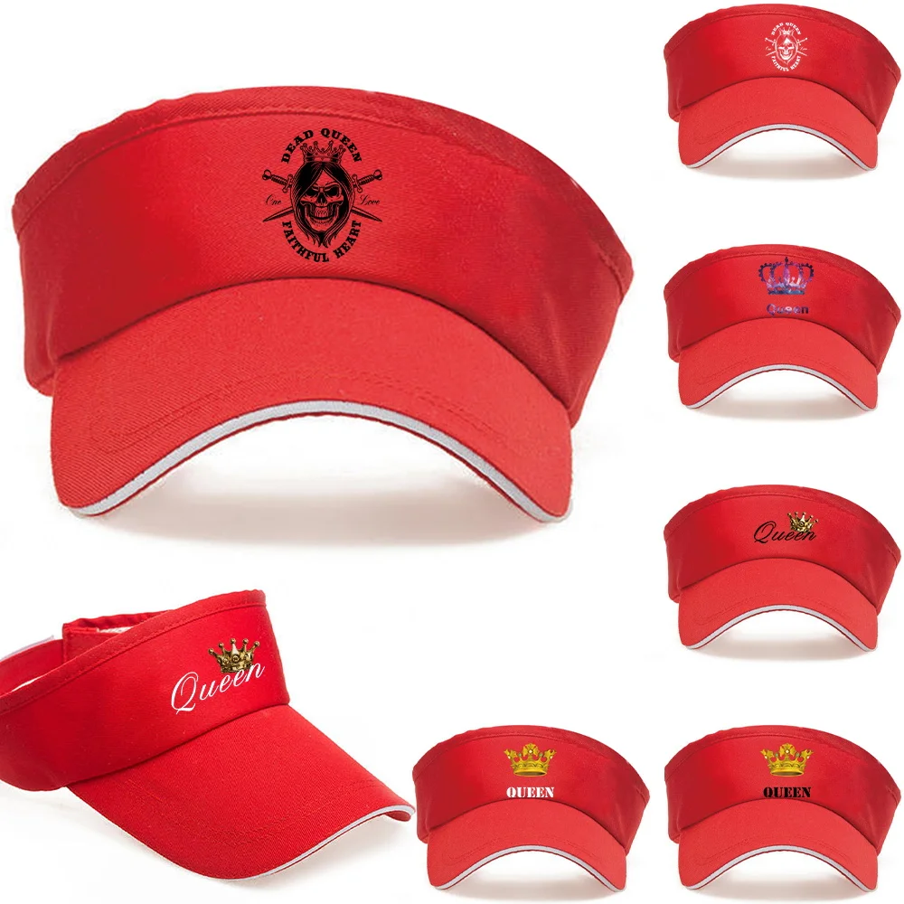 

Empty Top Cap Visor Cap New Era Winter UV Protection Red Visor Sun Hats Unisex Queen Print Series for Running Golf Baseball Hat