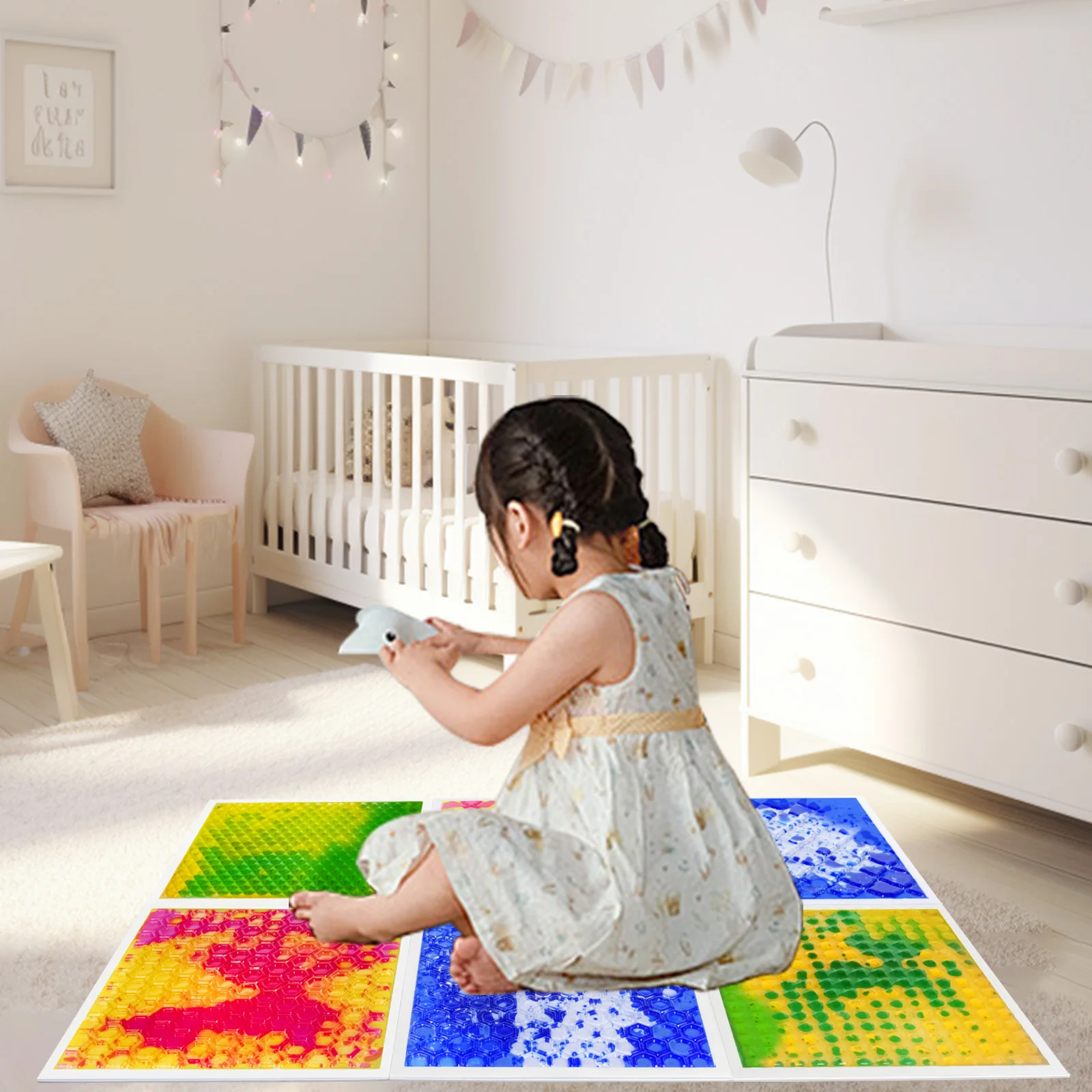 

Kids Sensory Walking Pads Mat with Feet Tiles for Sensory Toys Development Educational Sensory Play Mat