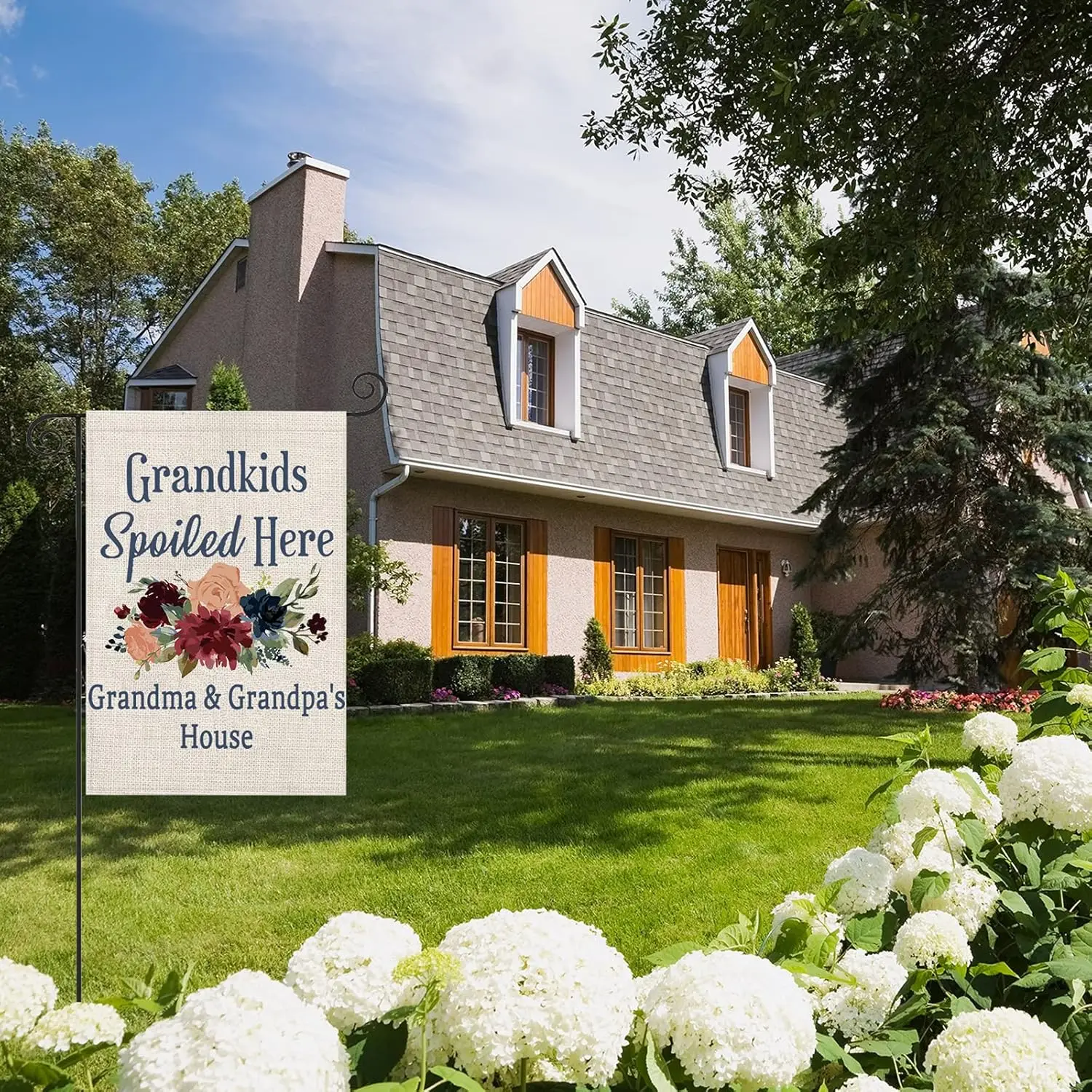 ZJXHPO Grandparents Garden Flag Grandkids Spoiled Here Grandma & Grandpa's House Outdoor Flag Banners Garden Yard (G IIX WZZ yyi