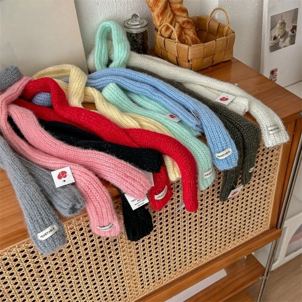 

Cool Solid Color Long Narrow Scarves Korean Style Y2K Knitted Scarf Ribbon Keep Warm Sweet Scarf Streetwear