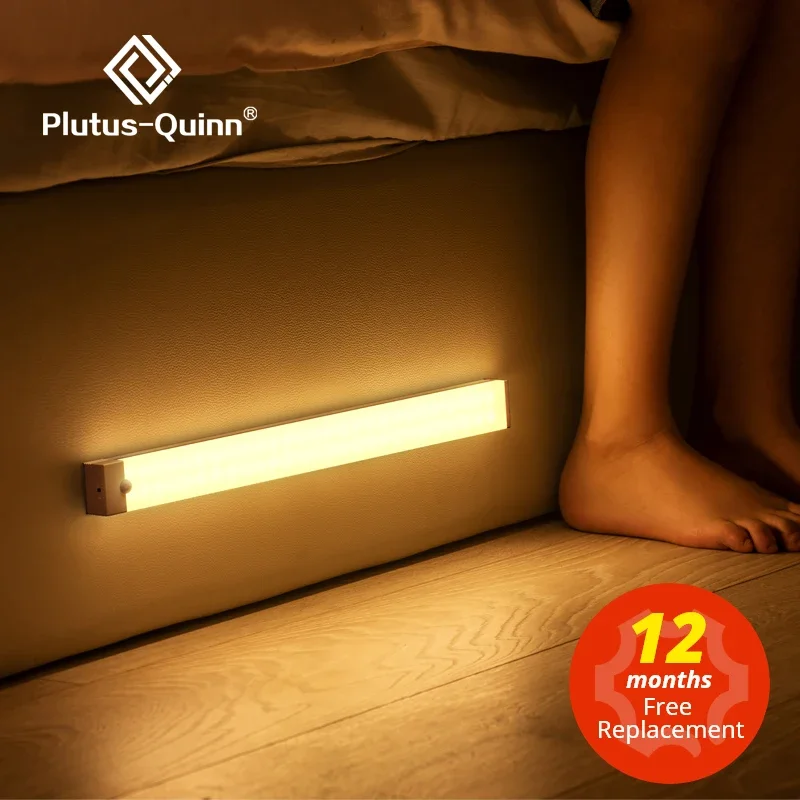 Plutus-Quinn luzes noturnas LED, sensor de movimento sem fio, parede luz, USB recarregável, cozinha, armário, corredor, lâmpada para quarto