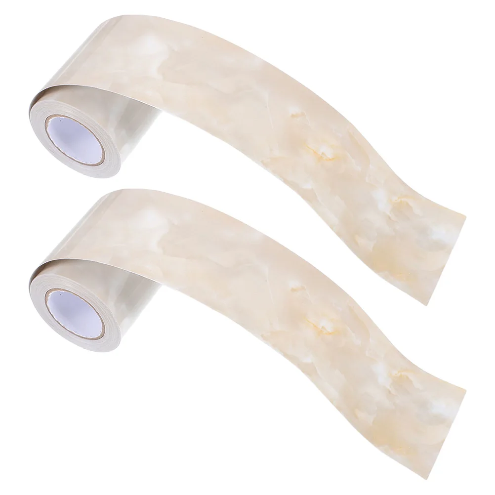 

2pcs 2 Rolls Skirting Board Cover Marble Paper Self Adhesive Wall Trim Peel Stick Waterproof Decorative Baseboard Sticker Home