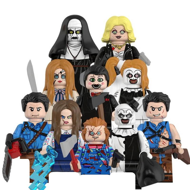 Personaje de película de terror de Halloween Freddy Ring Lilly D'Abo Shining Chucky Hannibal figura bloque WM6205 KF6179