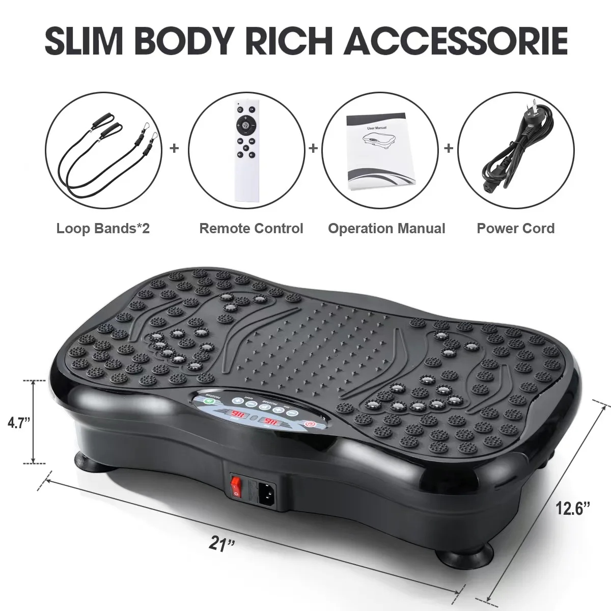 Vibration Fitness Trainer with Bluetooth Speaker Home Use Plate Exercise Machine Body Toning Electromagnetic Exercise Equipment