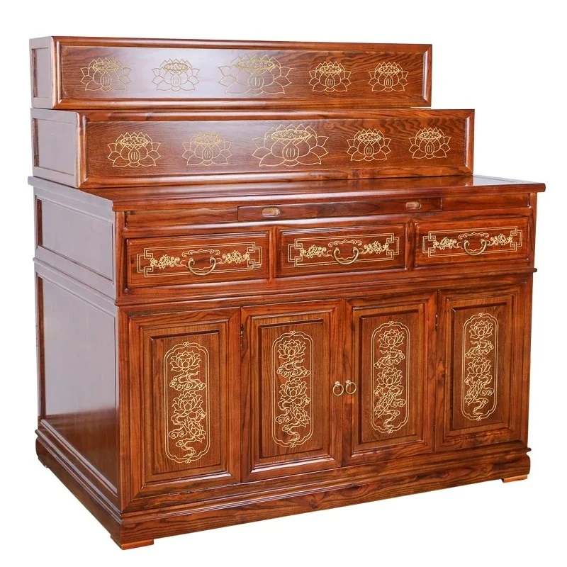 

Solid wood table Buddhist platform household Buddhist niche Tibetan furniture Buddha three layers