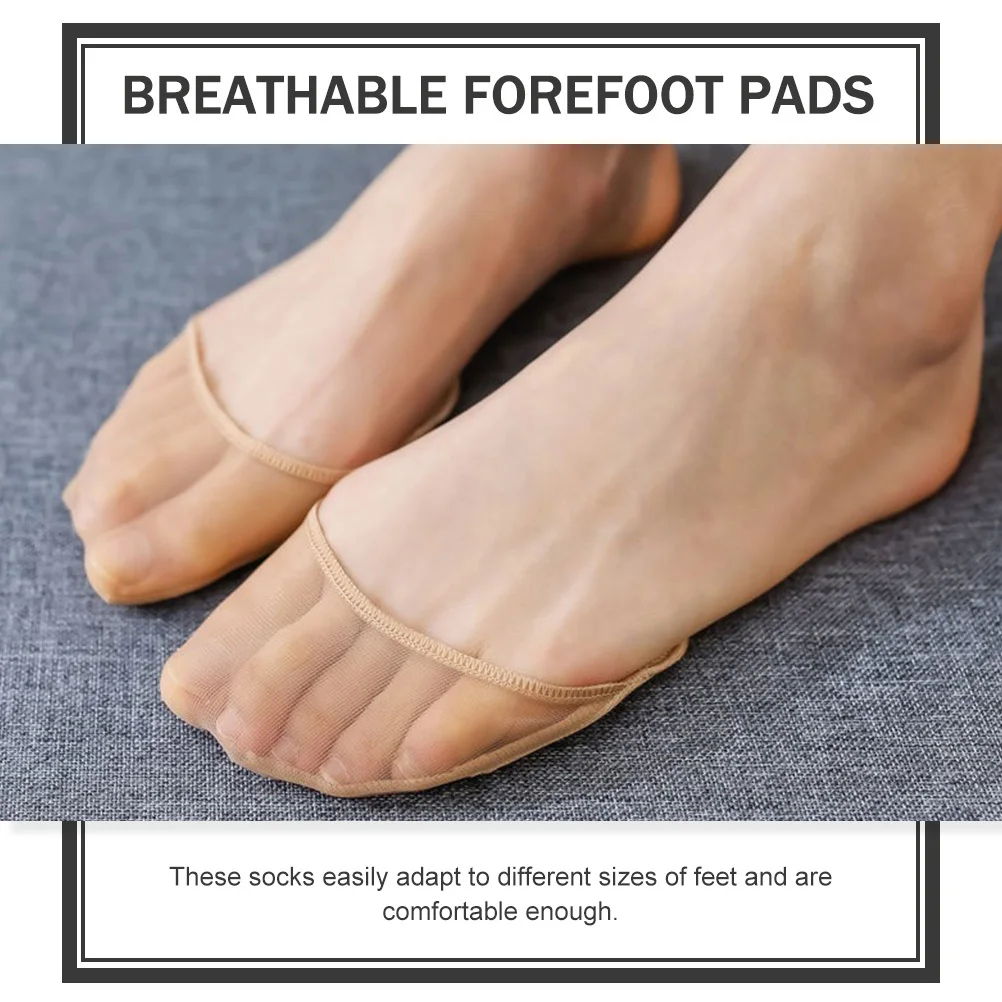 Meias de almofada de malha respirável para mulheres meio pé invisível antiderrapante resistente ao desgaste almofadas de antepé absorventes de umidade