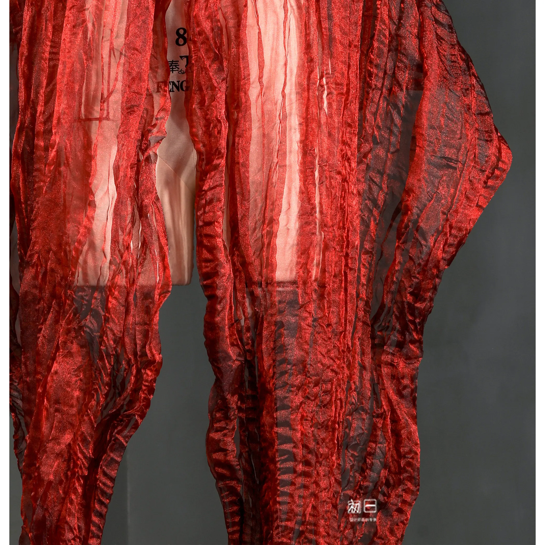 Red Water Light Yarn Single Folding Wedding Pleated Decorative Dress Handmade Modeling Layout Clothing Designer Fabric