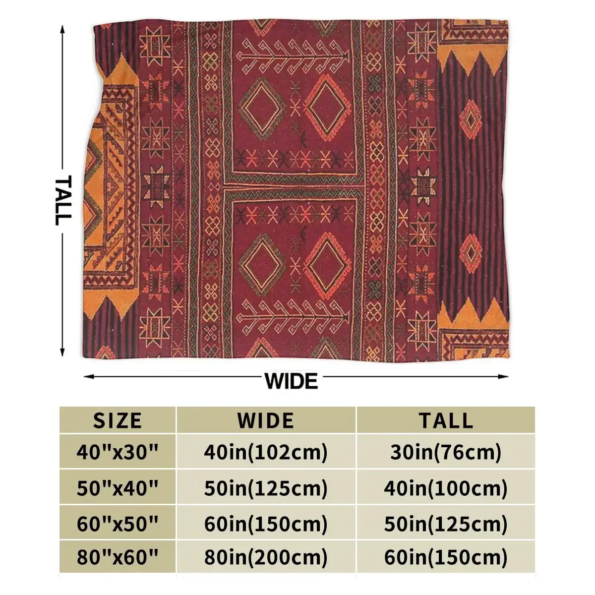 Traditional Moroccan Artwork Design Blanket Soft Warm Flannel Throw Blanket Cover for Bed Living room Picnic Travel Home Couch