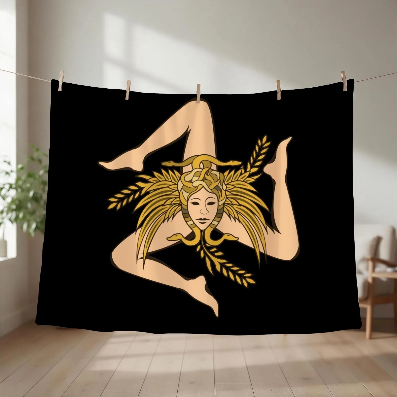 Sicily Trinacria Throw Blanket couch cozy soft plush fuzzy picnic outdoor blanket
