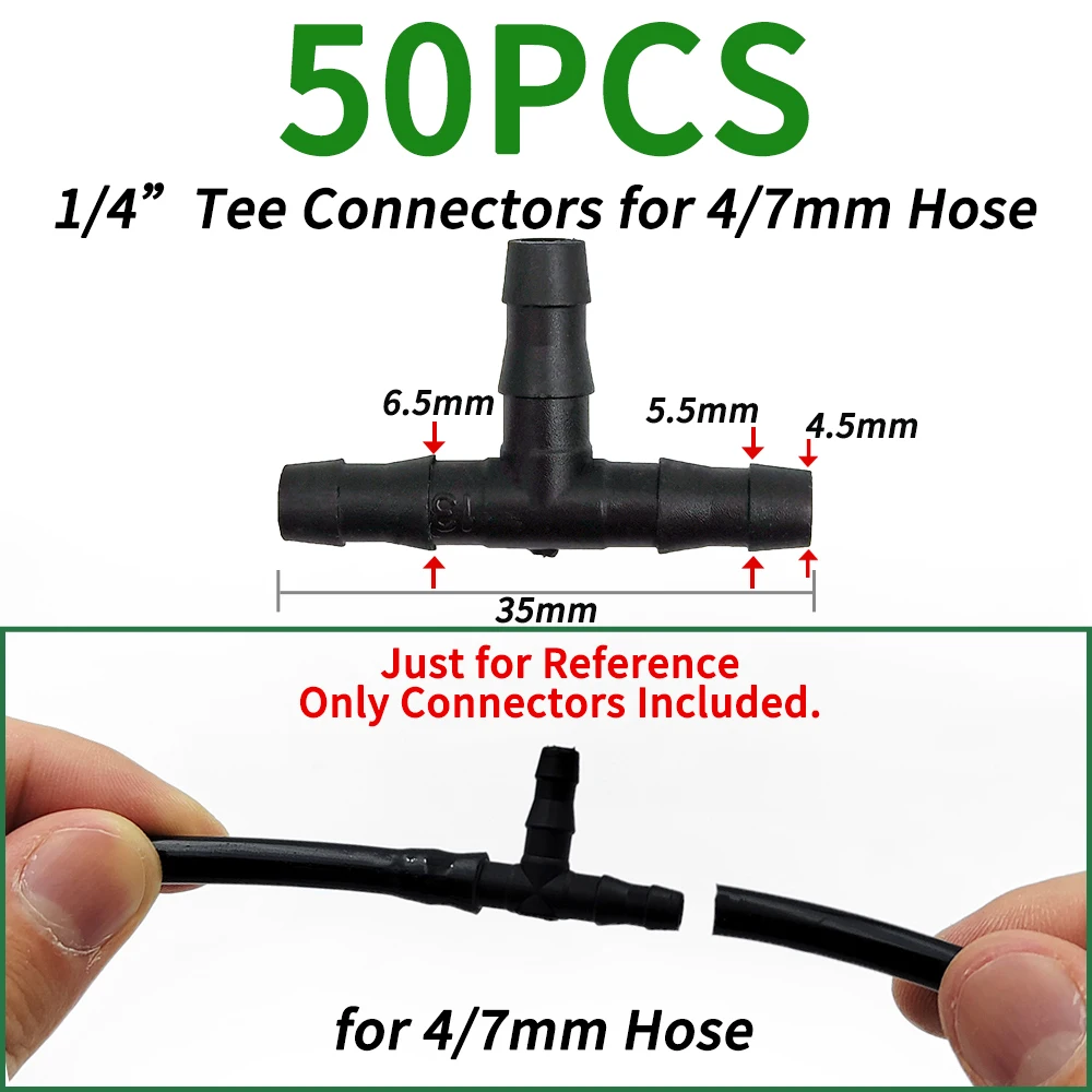 50 stks Prikkeldraad Connectors Irrigatie Fittings Druppelirrigatie Prikkeldraad Connectors 4/7mm Tubing Fittings voor Bloempot Tuin Gazon 5