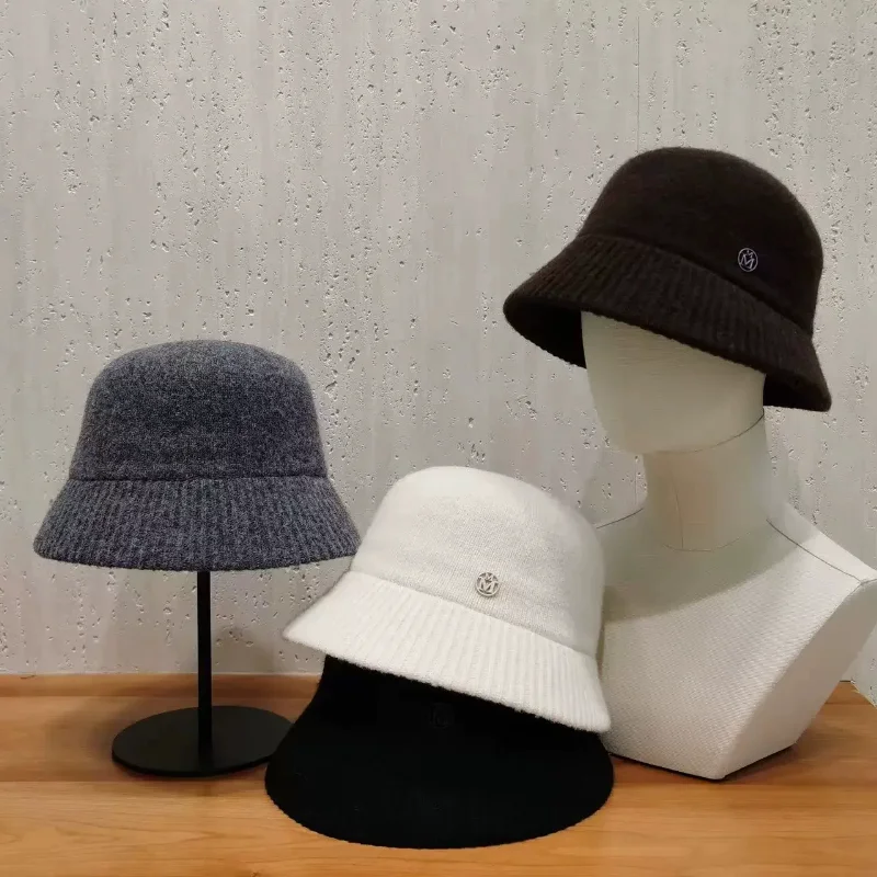 warm-fashionable-black-woolen-fisherman-hat-women's-ear-protection-winter-cap-stylish-small-face-effect-autumn-winter-hat