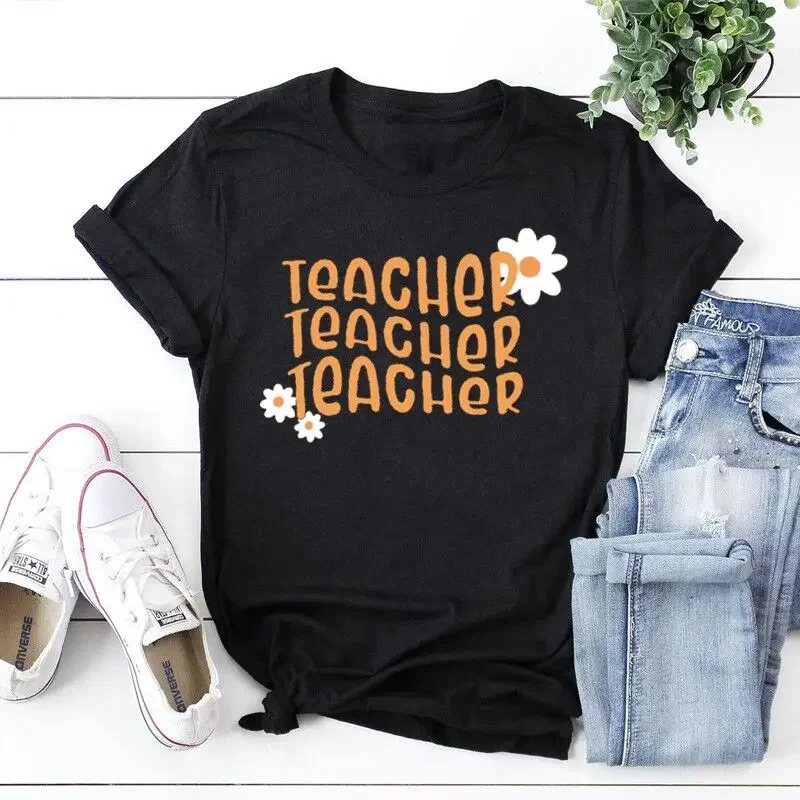 

Flower Teacher Shirt Cute Teacher Life Shirts Teaching Love T-Shirt 100% Cotton O Neck Fashion Casual Short-Sleeve Graphic Tees