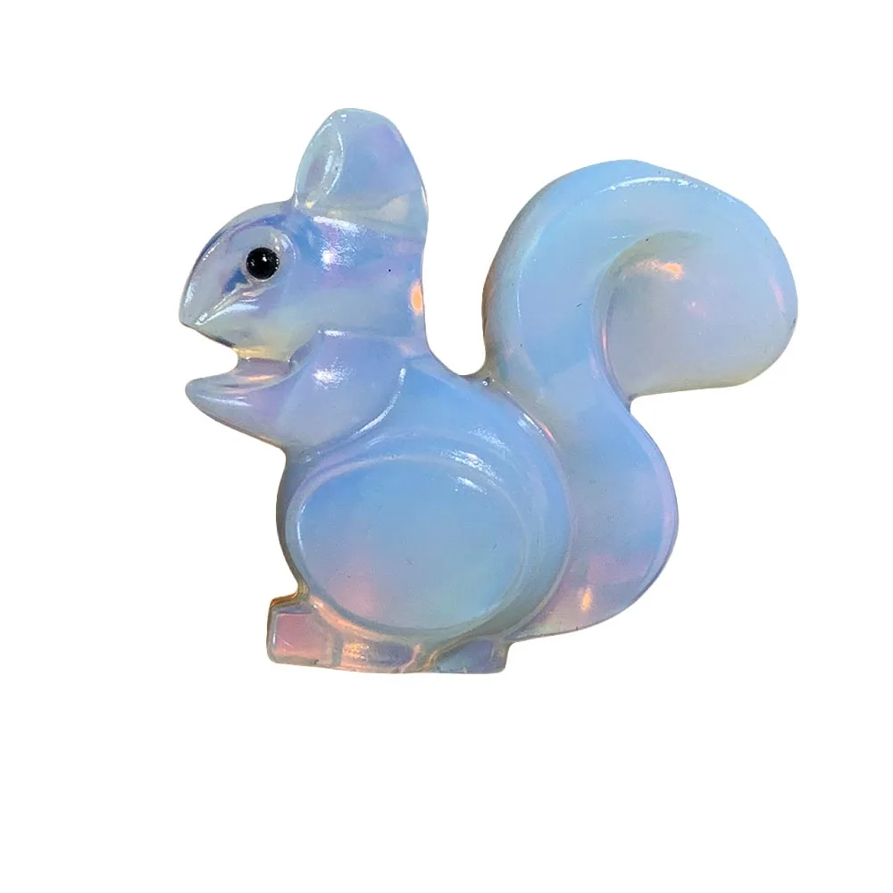 Custom 6cm Opalite Squirrel Figurine - Hand-Carved Crystal Statue for Home Decor, Reiki Healing Stone & Unique Gift