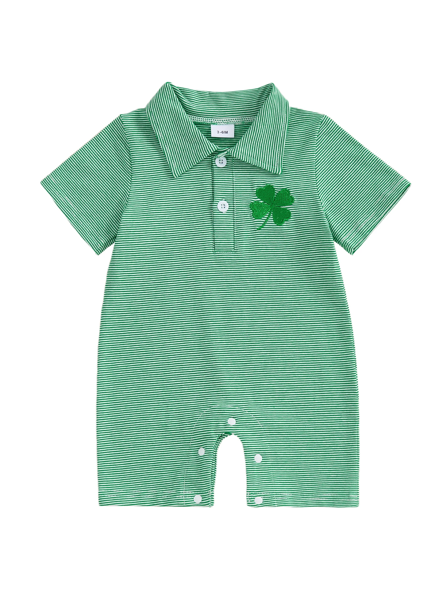 

Полосатый комбинезон с короткими рукавами и воротником с лацканами на день Святого Патрика для маленьких мальчиков, одежда для сна для малышей, пижамы