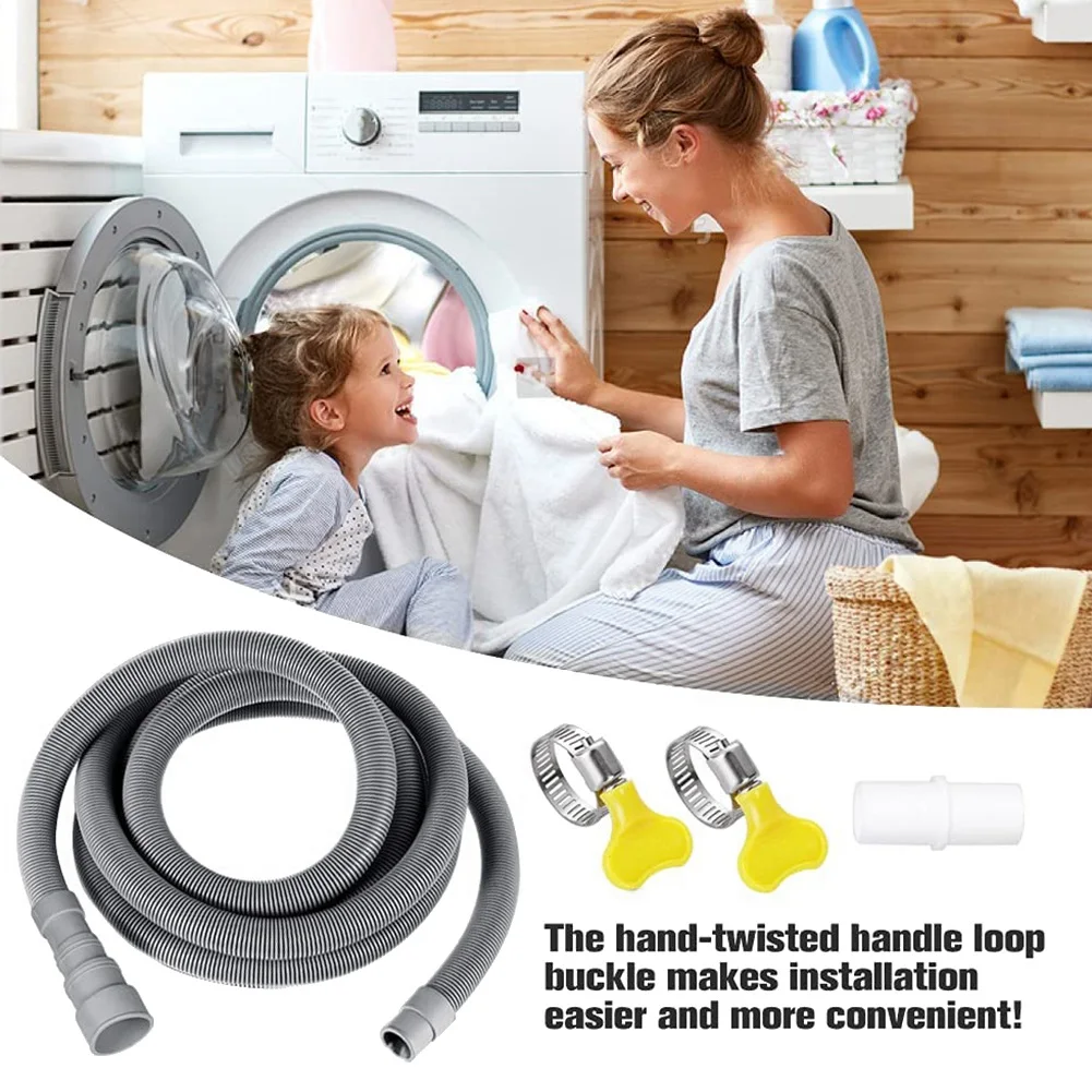 

AT41Drain Hose Extension Set Universal Washing Machine Hose 10Ft, Include Bracket Hose Connector and Hose Clamps Drain Hoses