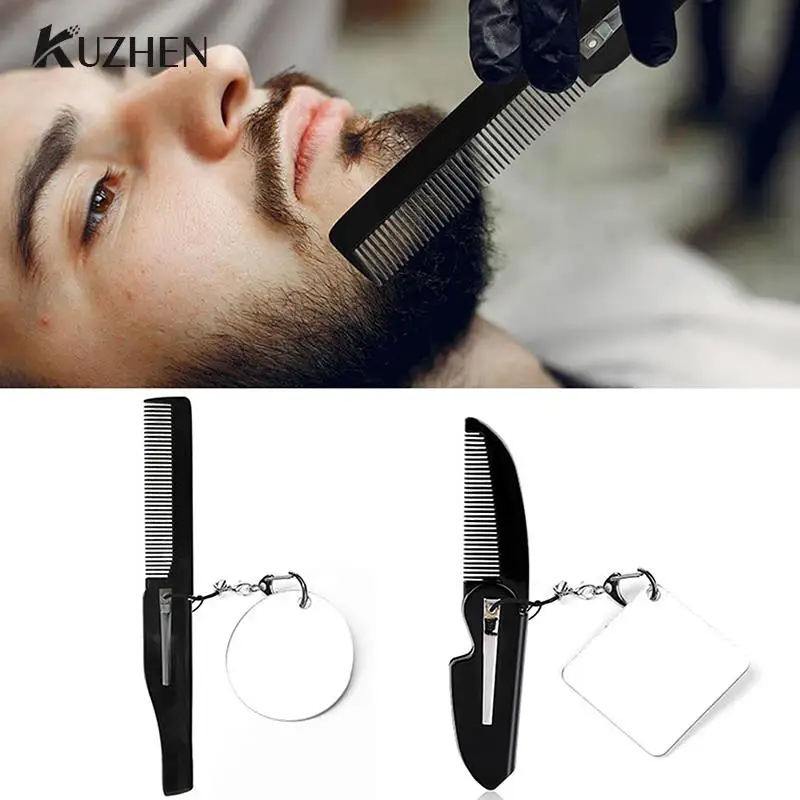 

Расческа для бороды ручной работы с карманным зажимом расческа для волос Складная Расческа для усов Уход за волосами Расческа с зеркалом подарок на день отца