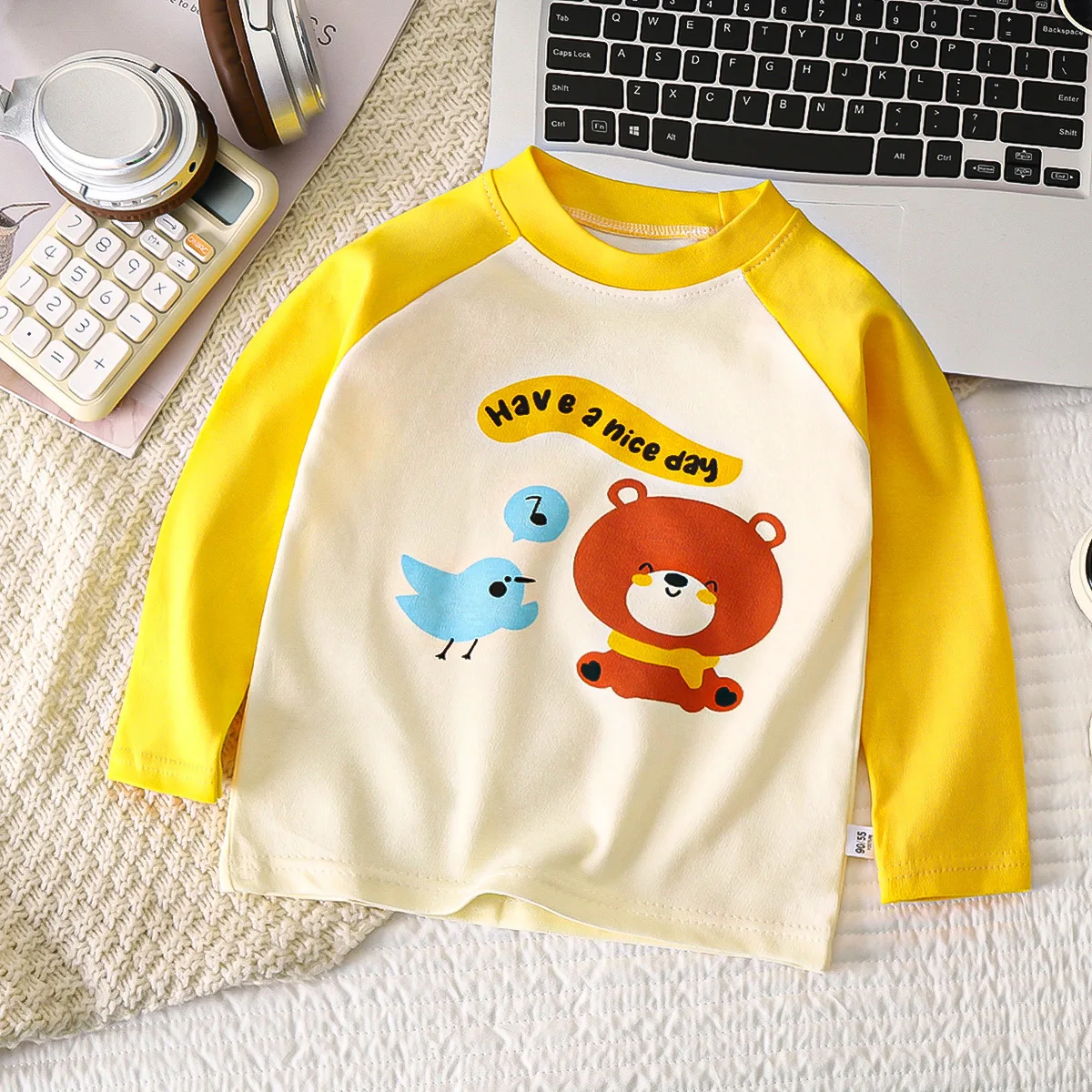 

1 to 5 Years Unisex Kids' T-shirt Bear Tops For Boys Girls Spring Autumn Children's Long Sleeve Tees