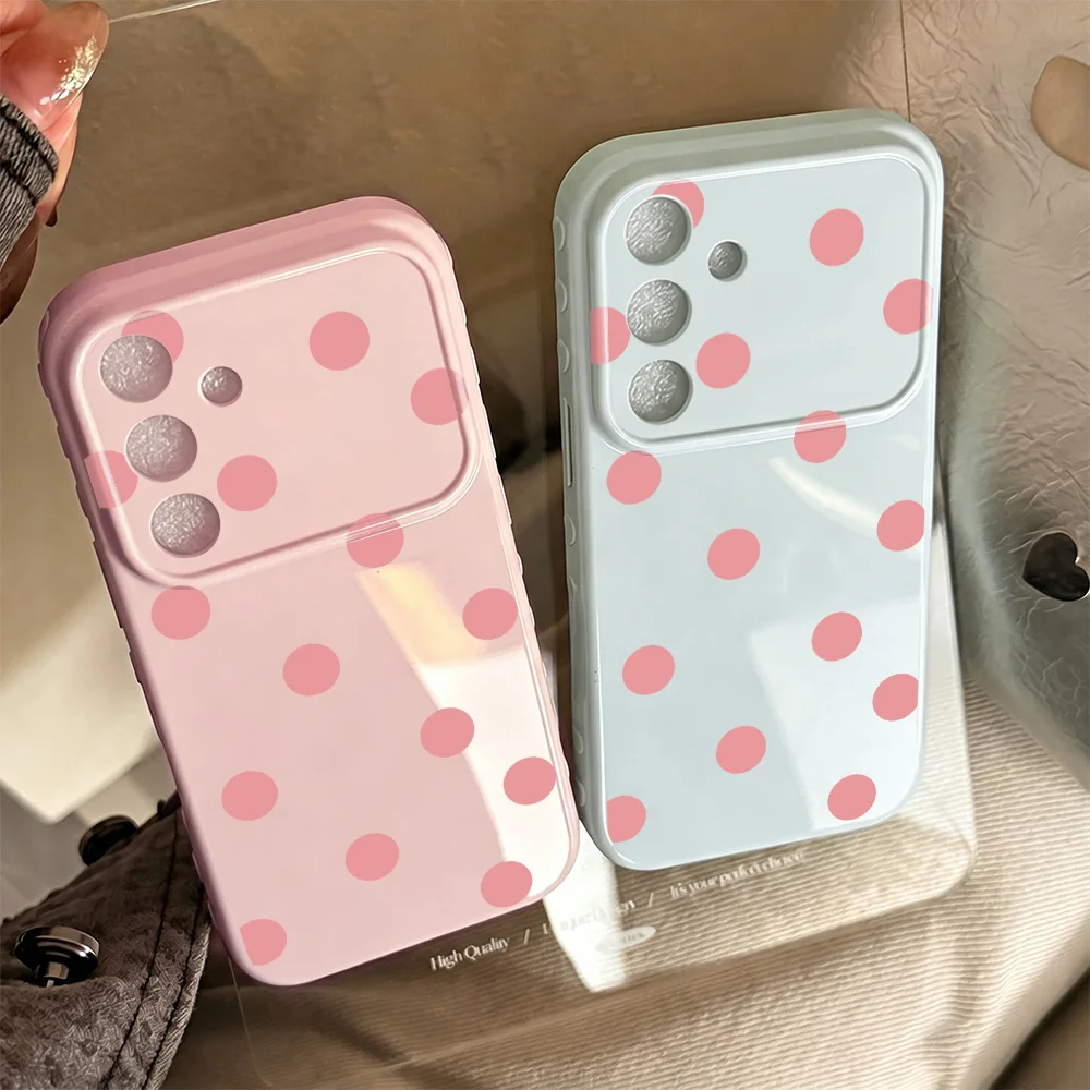 Niedliche Polka-Dot-Paar-Handyhülle für Samsung Galaxy A57 A56 A37 A36 A26 A17 A16 A07 A06 A55 A35 A15 mit seitlichem Liebesherz-Design