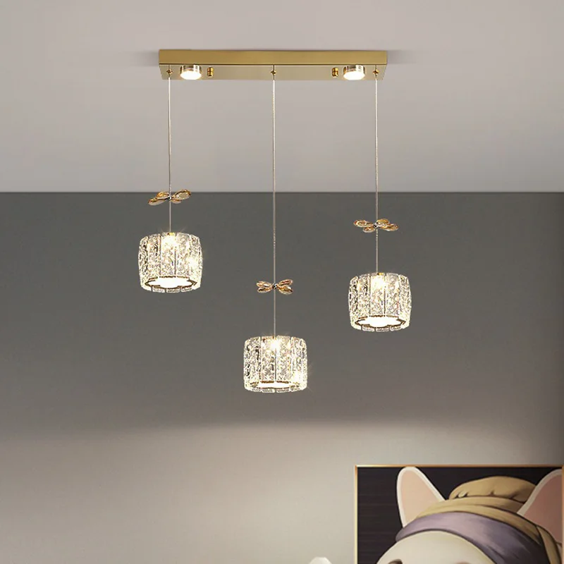 الحديثة الفاخرة غرفة الطعام كريستال الثريا التصميم الإبداعي قلادة LED ضوء لغرفة المعيشة المطبخ الدرج إضاءة داخلية #4