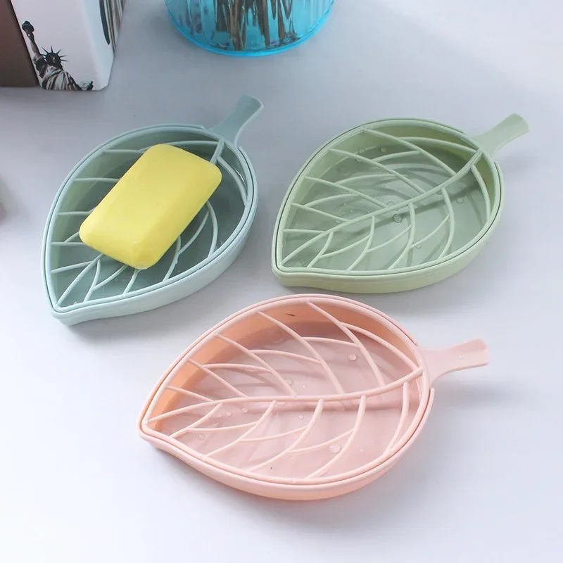 

Creative Leaf Soap Box Drain Soap Case Double Layer Bathroom Rack Household Kitchen Portable Soap Box Holder